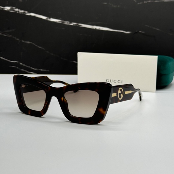 NEW GG1552S 002 BUTTERFLY HAVANA BROWN WOMEN SUNGLASSES GUCCI - Picture 2 of 12